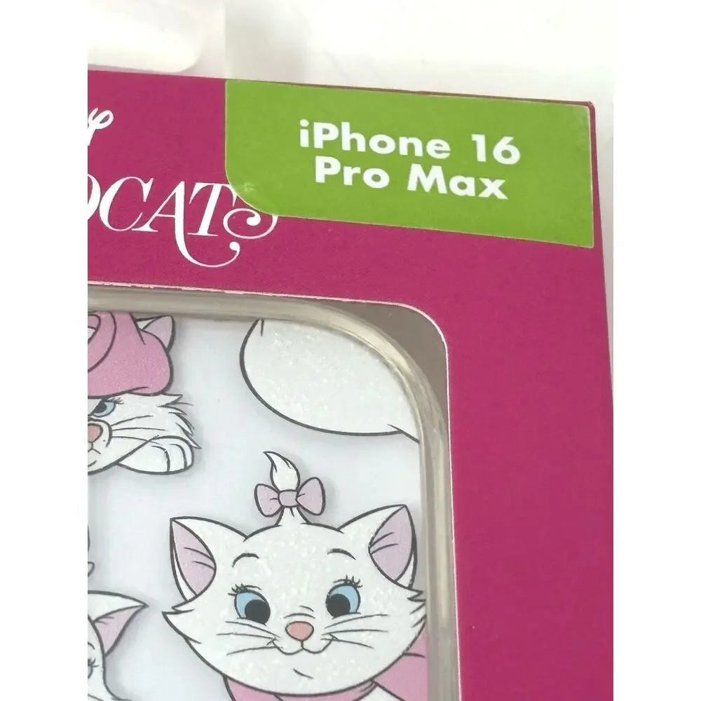 Disney Marie Aristocats iPhone 16 Pro Max Case Skinny Dip Pink White Glitter NIB